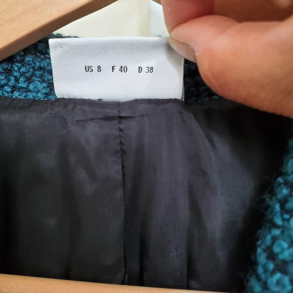 AKRIS PUNTO Emerald Green/Black Textured Buttoned Wool Blend Blazer sz US 8 - Picture 5 of 10